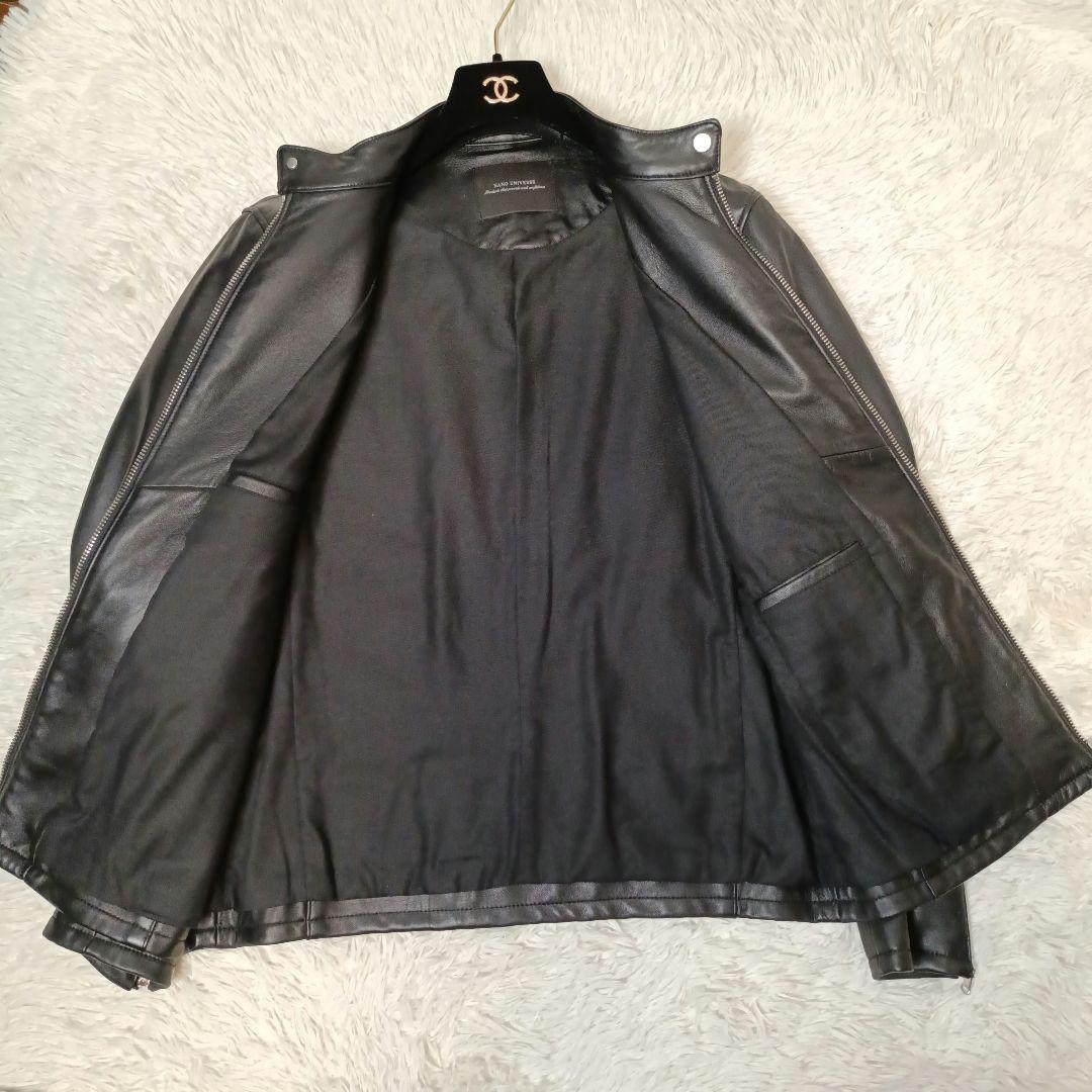美品■NANO UNIVERSE シングル ライダースジャケット ラムレザー