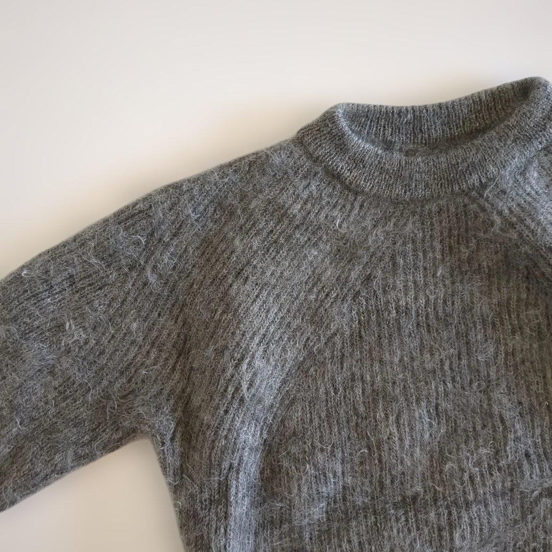 バトナー ニット モヘヤ混 シグネチャー クルーネック グレー 2