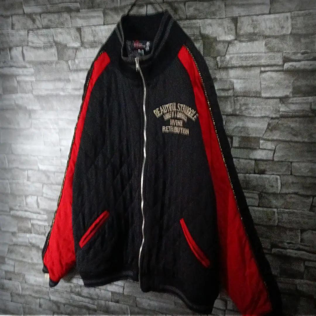 圧巻の大迫力☆抜刀娘キルティングスカジャン バイカラー 刺繍和装美人 バックロゴ