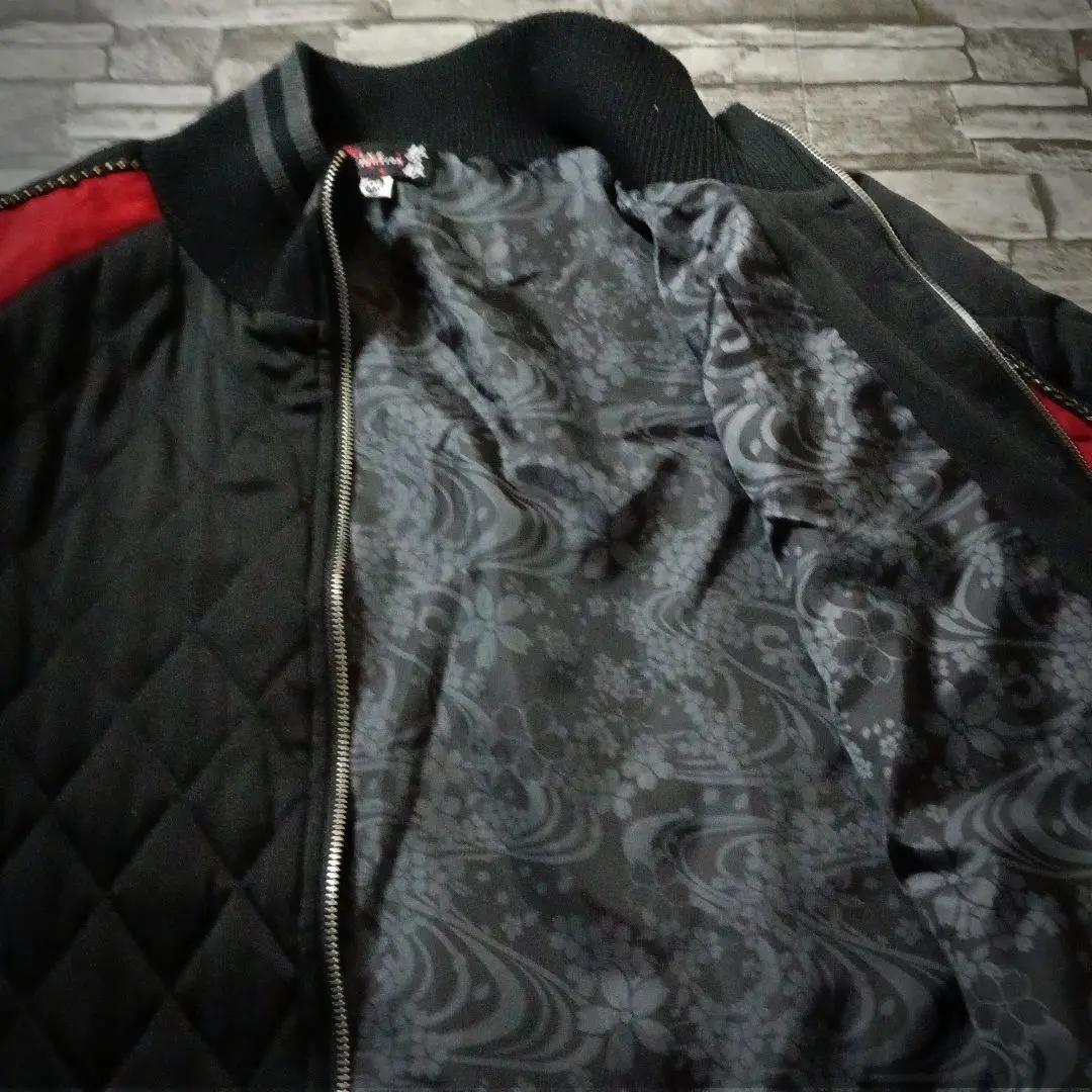 圧巻の大迫力☆抜刀娘キルティングスカジャン バイカラー 刺繍和装美人 バックロゴ