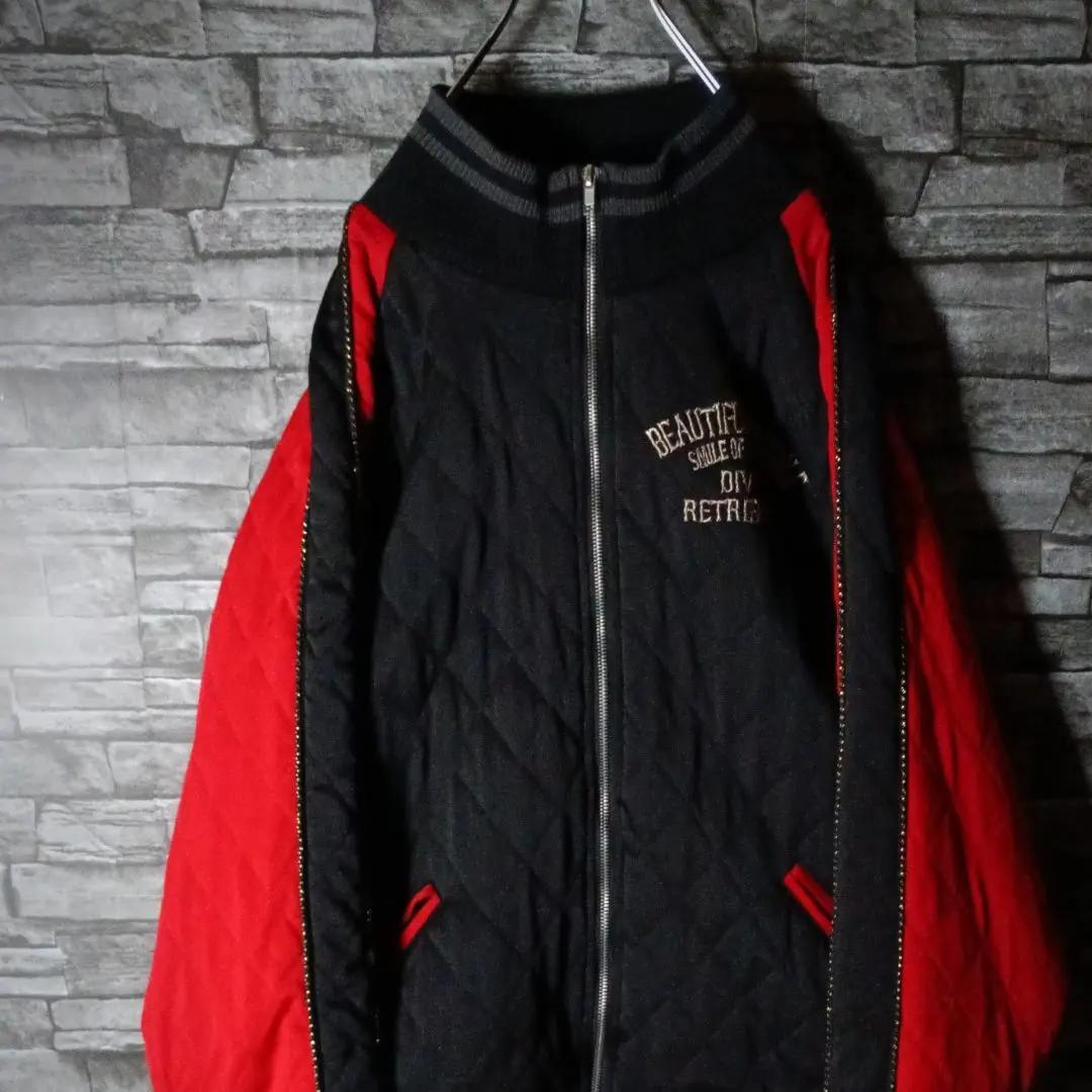 圧巻の大迫力☆抜刀娘キルティングスカジャン バイカラー 刺繍和装美人 バックロゴ