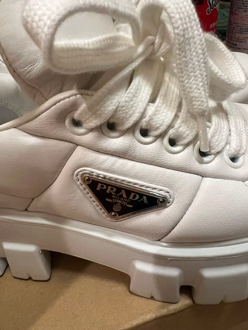 PRADA ローファー　厚底スニーカー　ホワイト　23cm