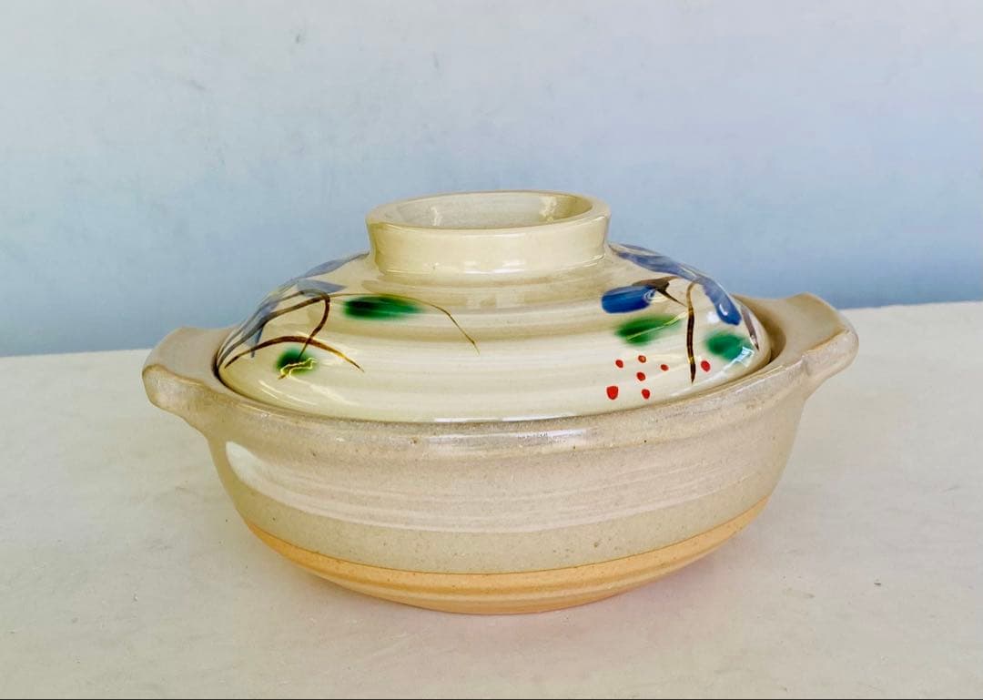 【ぷぅ様ご希望】6号 土鍋 伊賀焼 1人用 陶器 桔梗柄 柿柄 梅柄 5つずつ