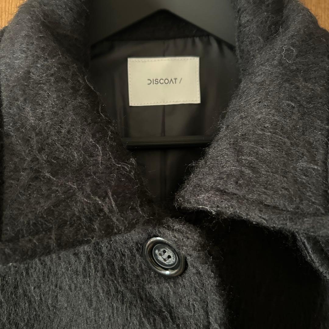 discoat ステンカラーシャギーミドルコート ブラック