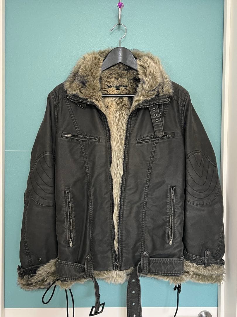 schluss ファー付きダークグレージャケット サイズ3