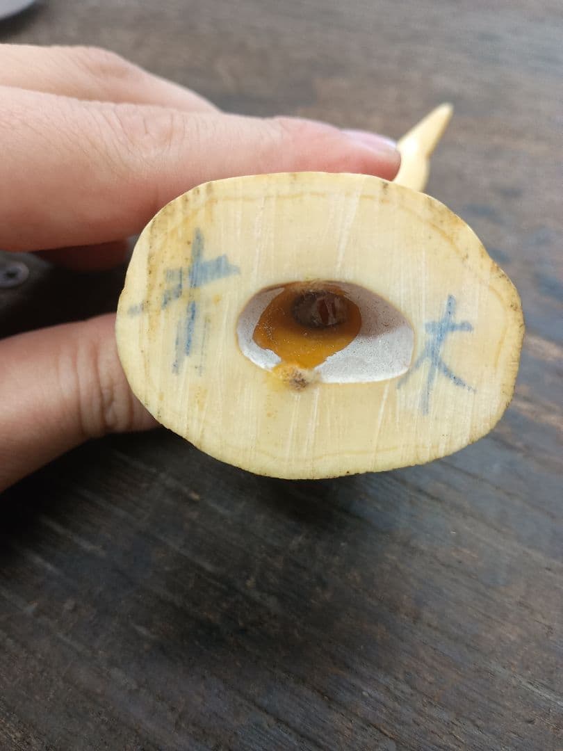 マッコウクジラ 歯 鯨歯 143.1g 置物　ペンギン