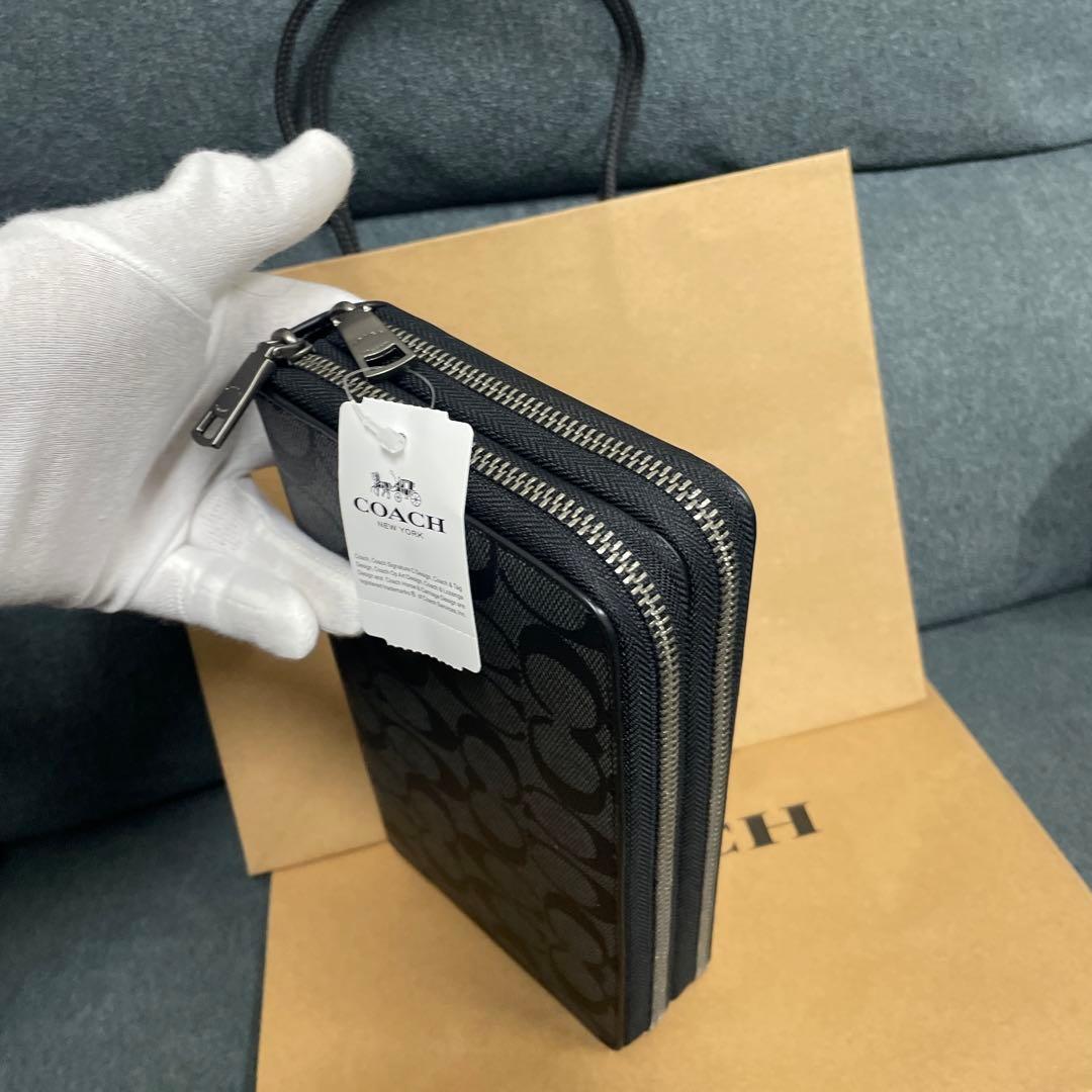 COACH ブラック ロゴパターン 長財布