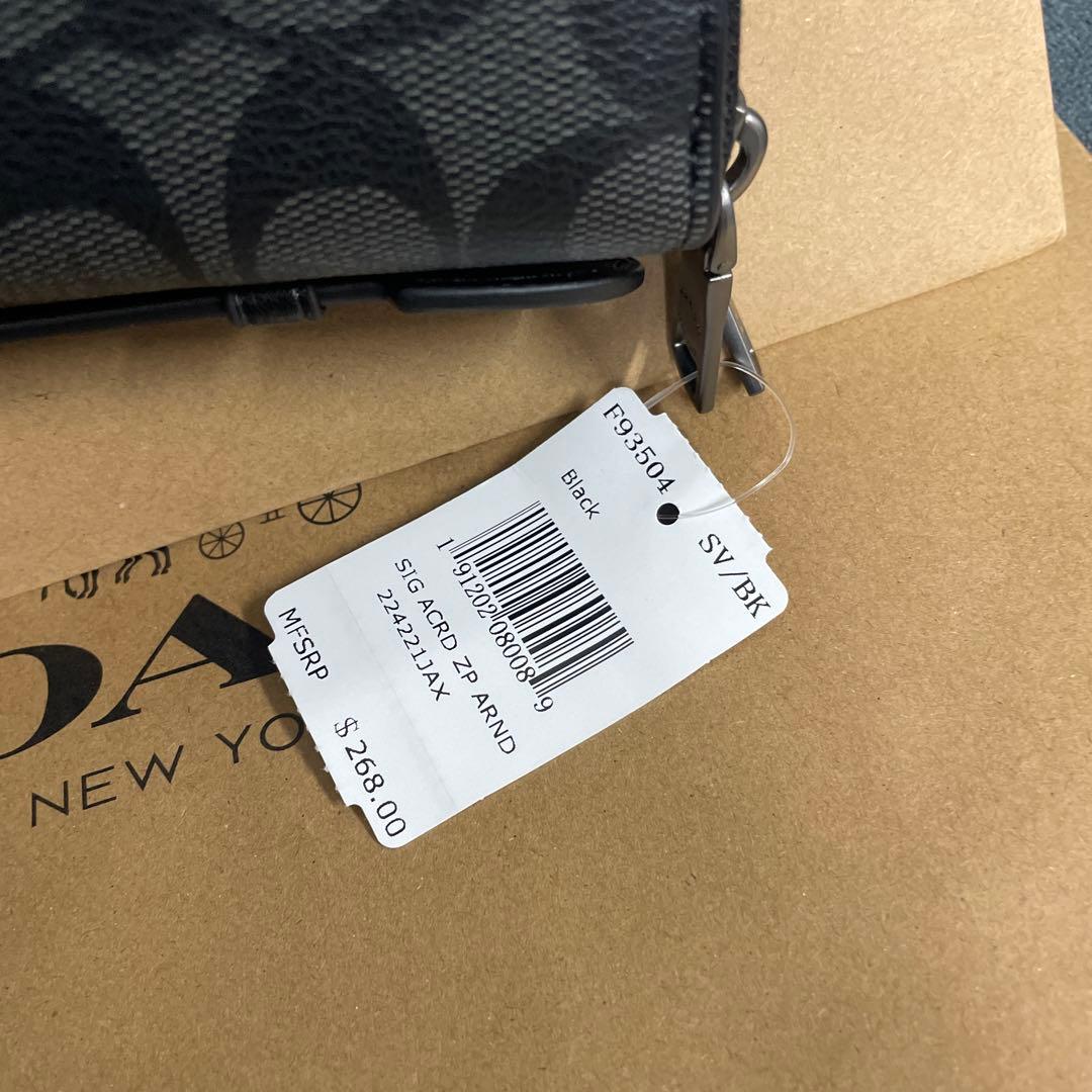 COACH ブラック ロゴパターン 長財布