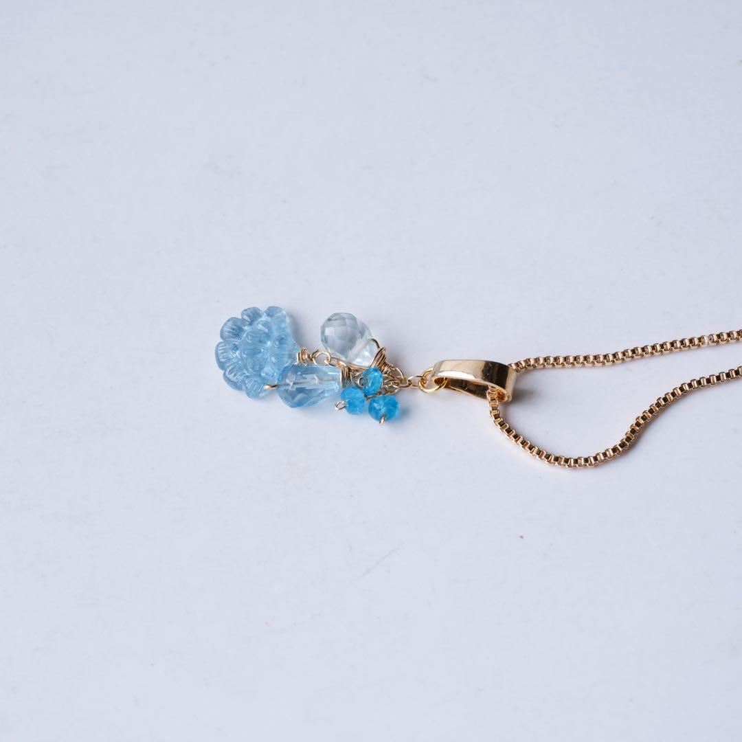 R✴︎H ♦︎14kgfアクアマリンフリルカービングペントップ