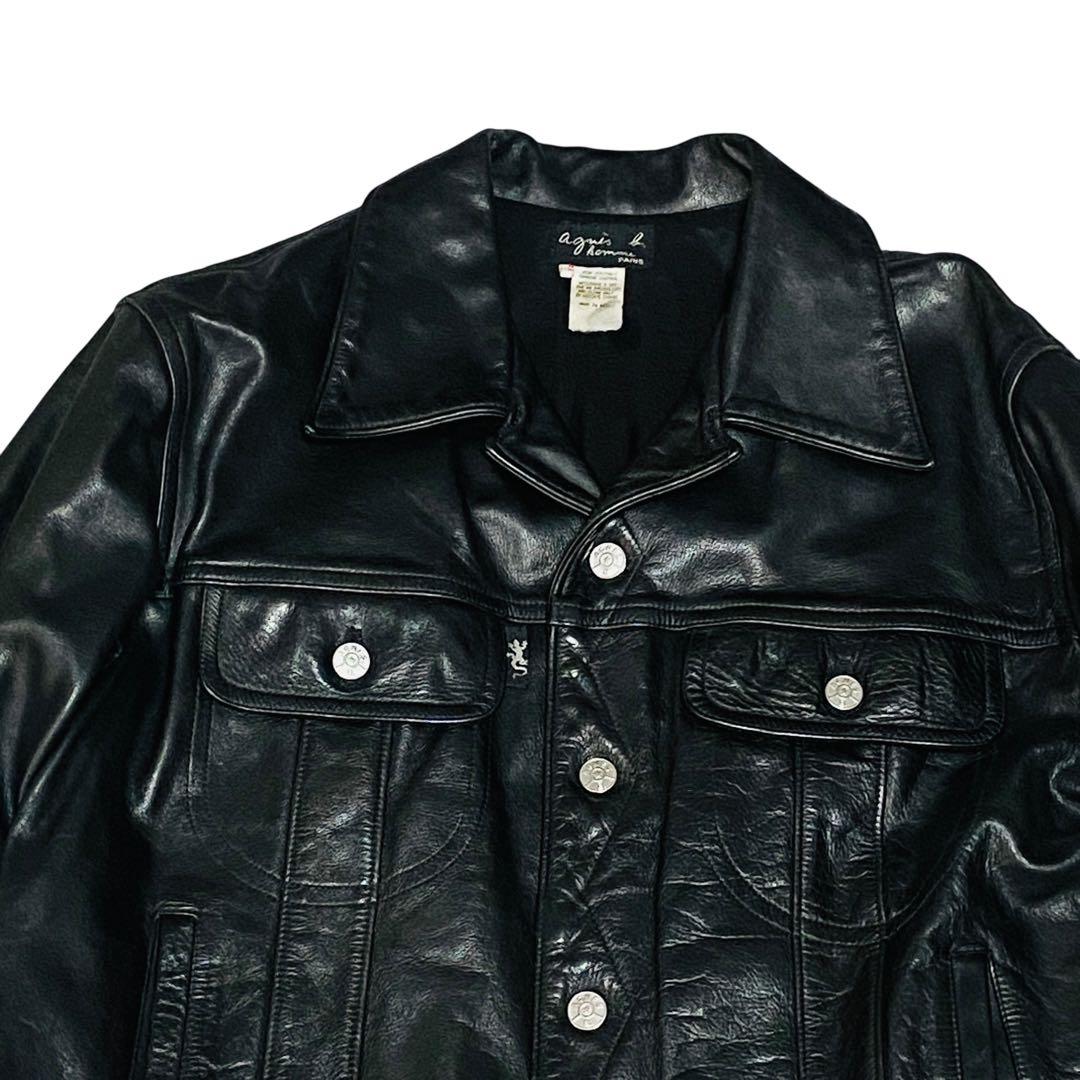 【美品】90s agnis b. homme アニエスベーオム レザージャケット