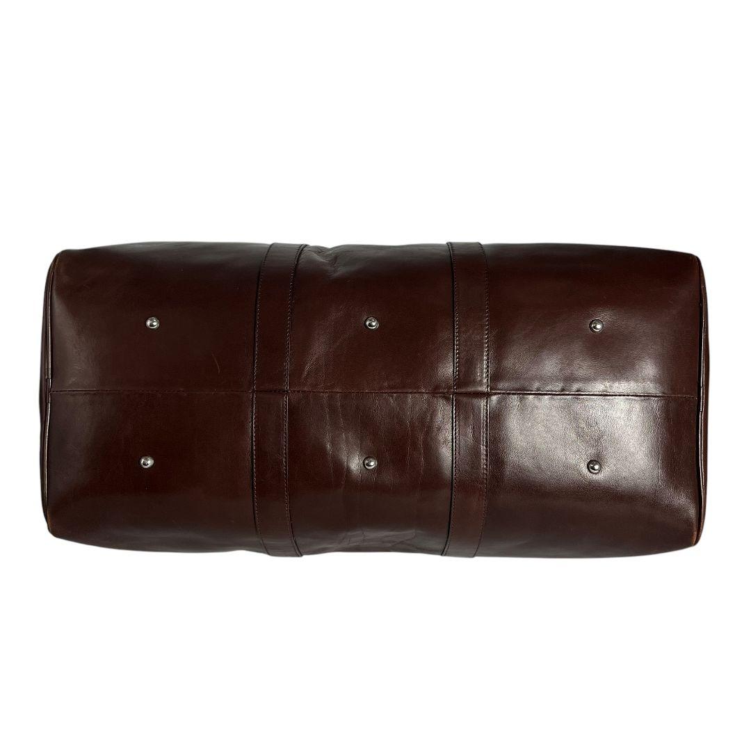 HIROFU　ヒロフ　ボストンバッグ　Hロゴ型押し　レザー　ブラウン