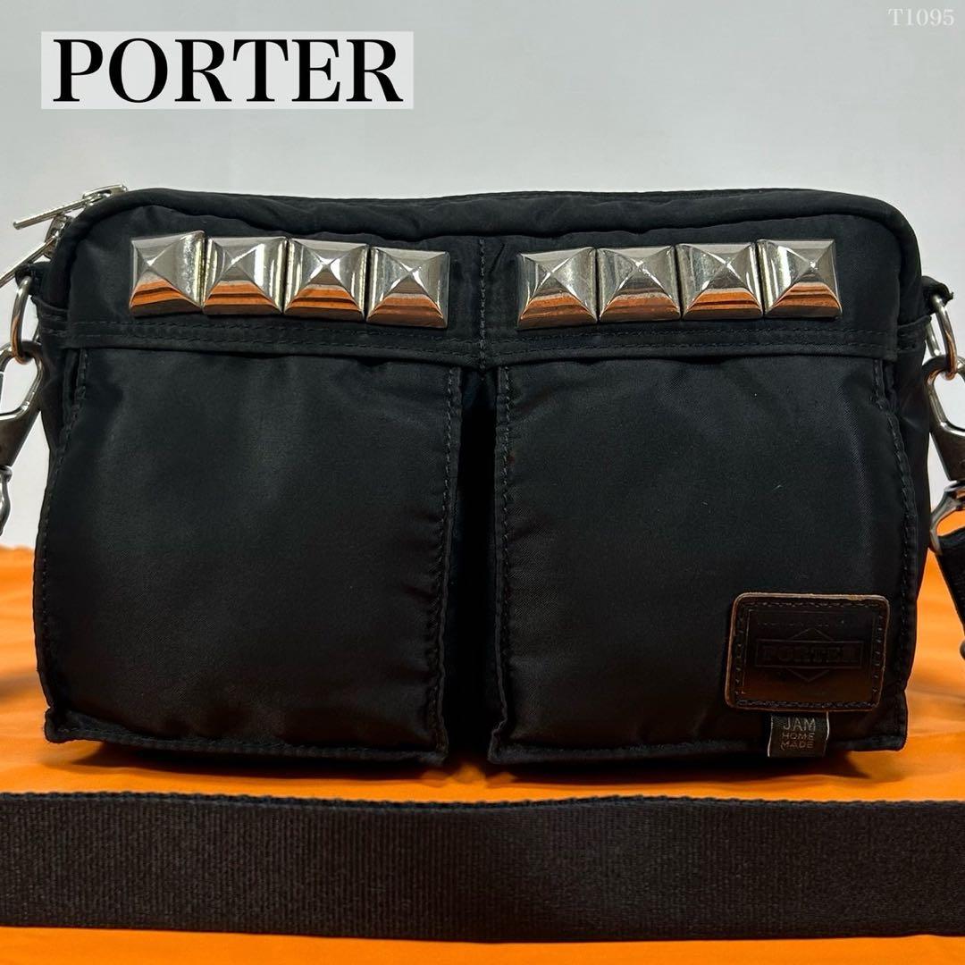 【極美品】ポーター×ジャムホームメイド スタッズ ショルダーバッグ 黒 斜め掛け