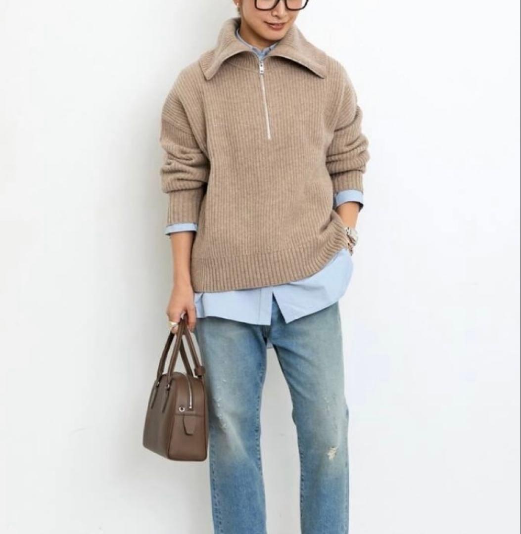 〓RIE様〓【Filipa K】HARF ZIP RIBBED WOOL KNI