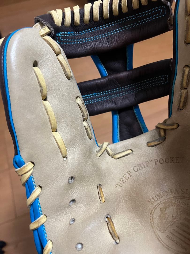 特注 軟式野球グローブ 黒/青/ベージュ