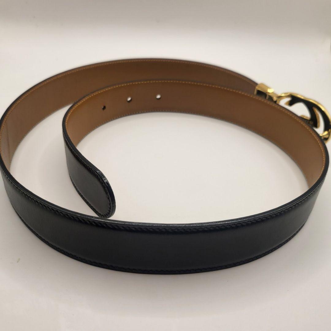 GUCCI グッチ GGバックル レザーベルト 黒×金 正規品