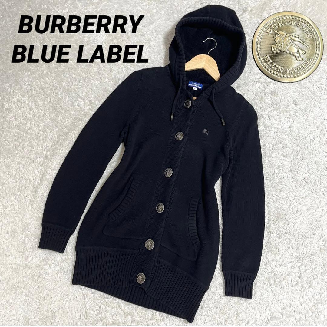 超希少✨バーバリー BURBERRY カーディガン メタルボタン 黒 38 ロゴ