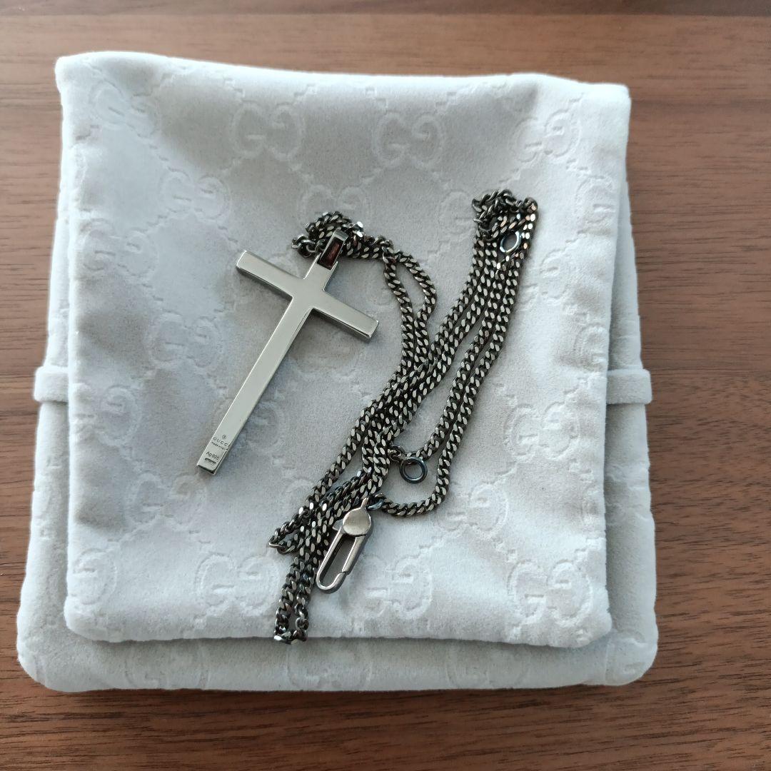 【LBJ】GUCCI ディアマンテ クロスネックレス　SV925