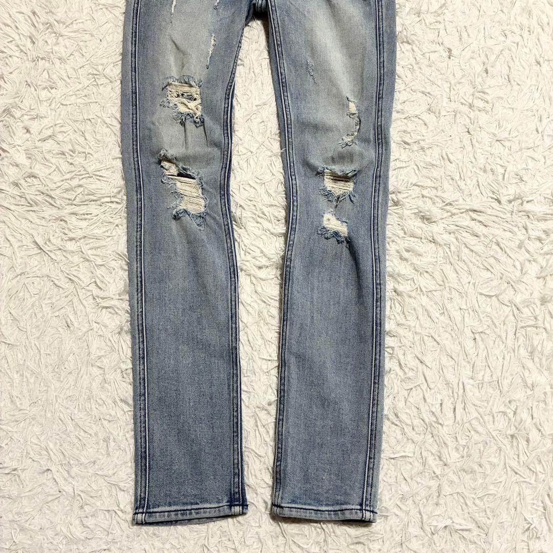 【KSUBI】スビ ダメージ加工ストレッチデニムパンツ クラッシュデニム 29