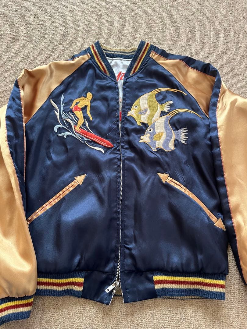 希少 テーラー東洋 スカジャン リバーシブル 龍 アロハ刺繍 スーベニア S