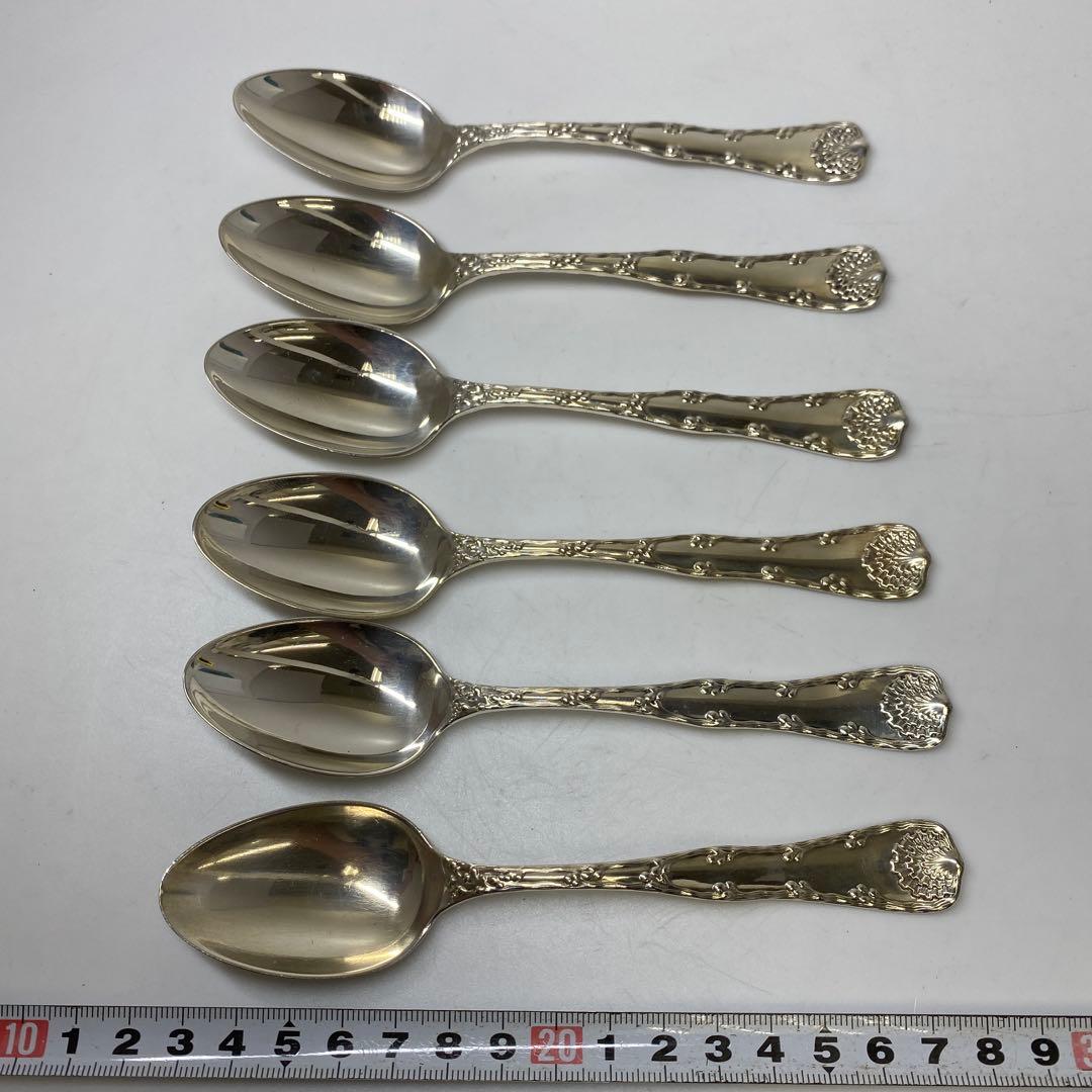 専用　ティファニーsterling刻印　彫金スプーン6点　187g 共袋　トサヒ
