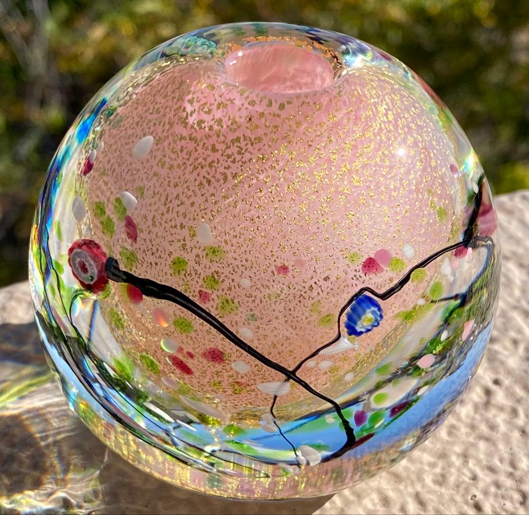 ガラス作家＊黒木国昭　ガラスアート光琳　花器　花瓶　置物　ペーパーウェイト　文鎮