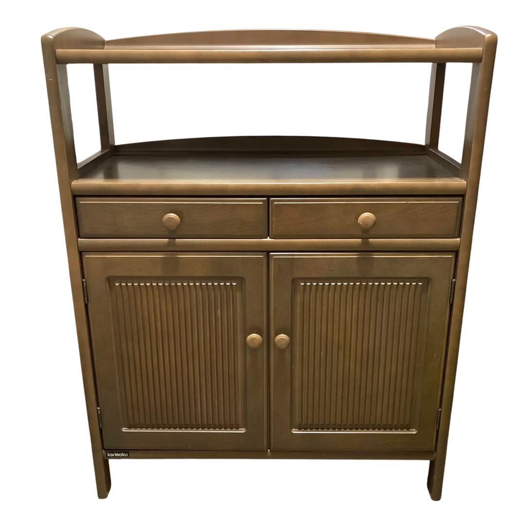 カリモク 家具 電話台 FAX台 サイドボード レトロ 木目調