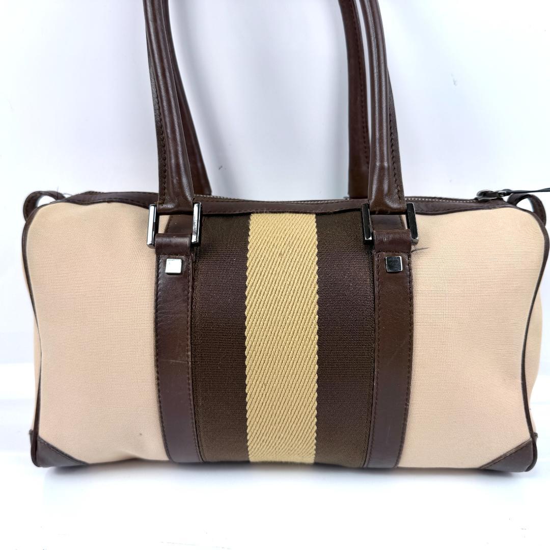 美品 GUCCI ミニボストン キャンバス レザー シェリーライン ロゴ金具