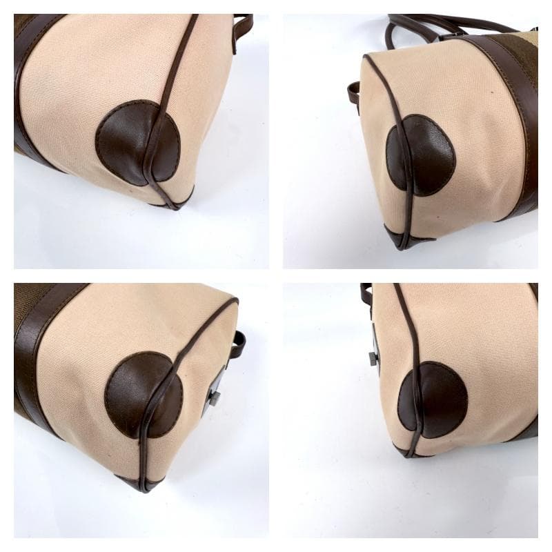 美品 GUCCI ミニボストン キャンバス レザー シェリーライン ロゴ金具