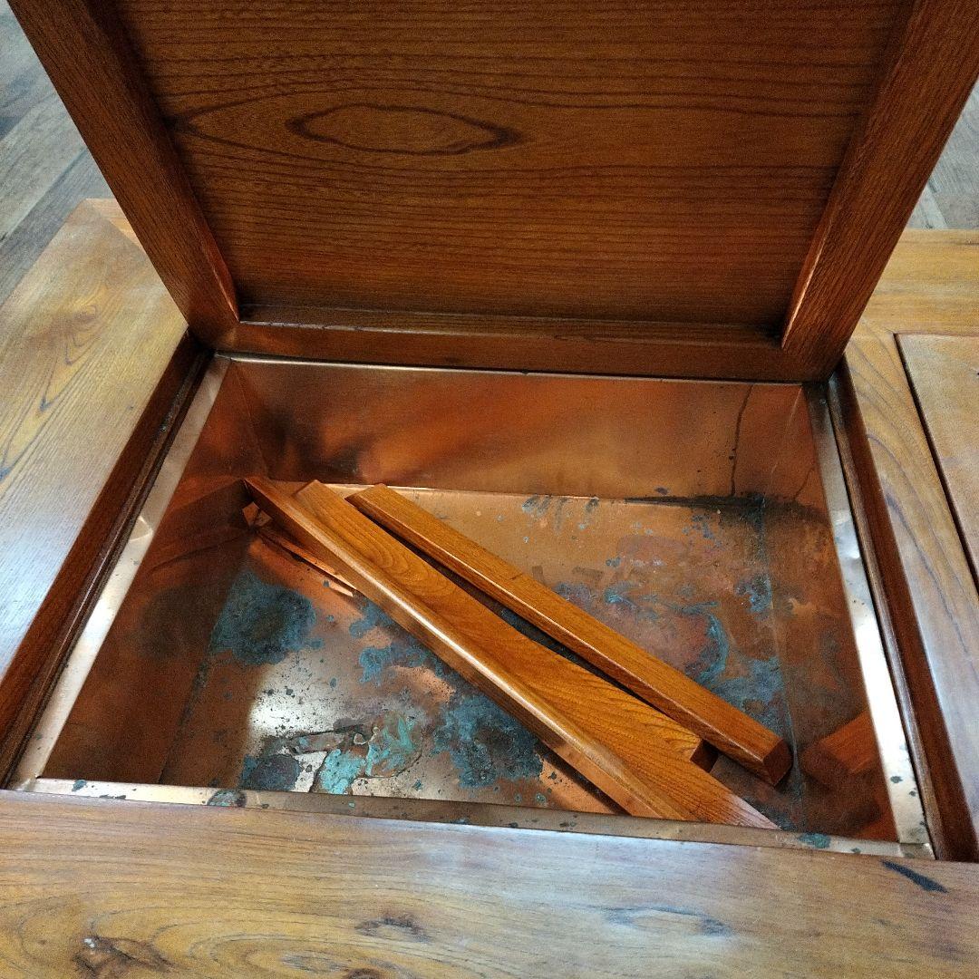 アンティーク関西長火鉢 古民家家具 総欅無垢材 テーブル