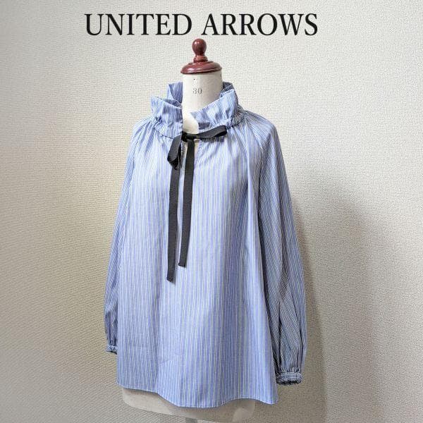 ユナイテッドアローズ UNITED ARROWS ストライプ リボンブラウス