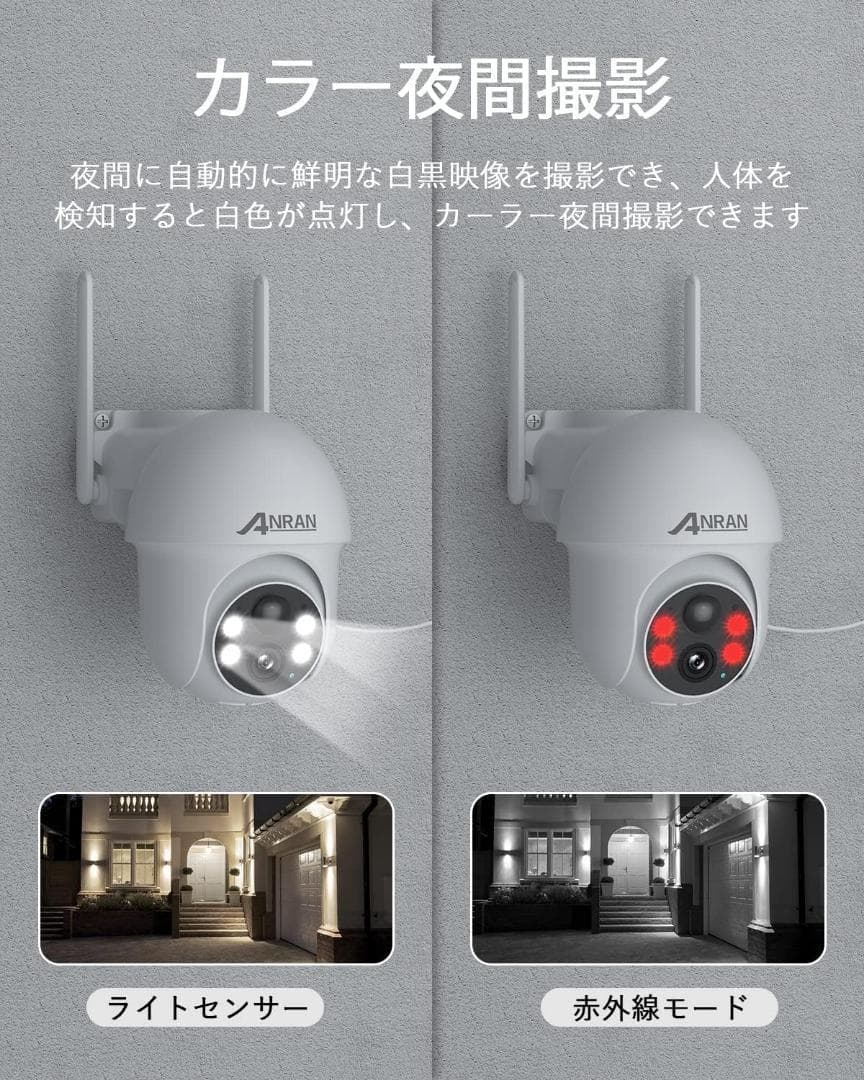 360°広角　防犯カメラ 屋外 ソーラー 人体検知　通話　高画質　Alexa対応