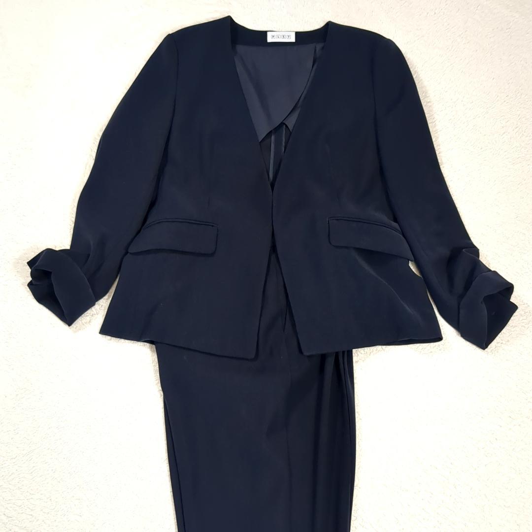 専用　PLST セットアップ ノーカラー パンツスーツ 1ホック ネイビー