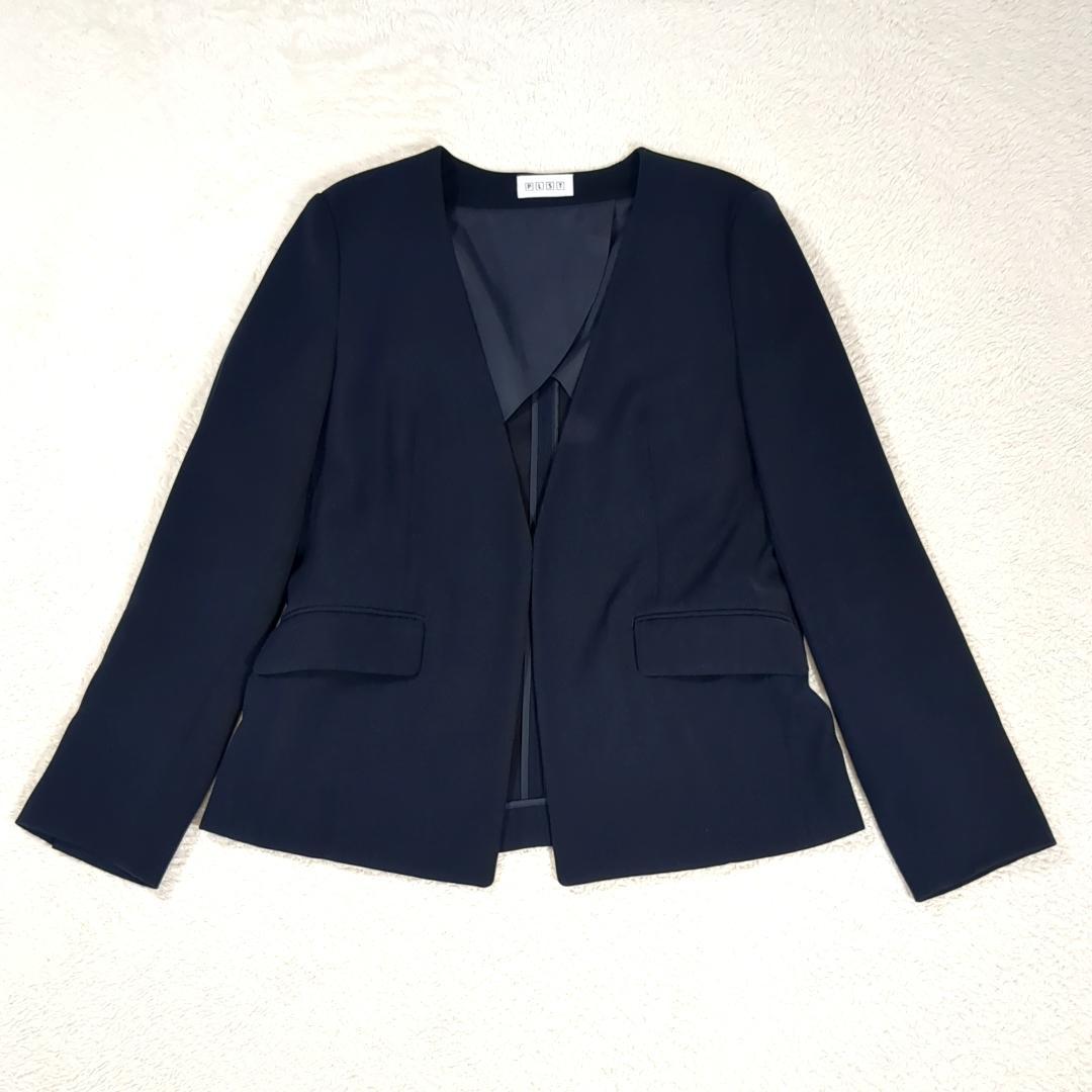 専用　PLST セットアップ ノーカラー パンツスーツ 1ホック ネイビー