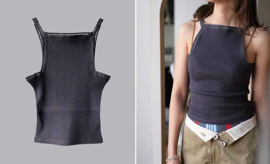 L02085）フミカウチダ EYELET RIB STITCH CAMISOLE