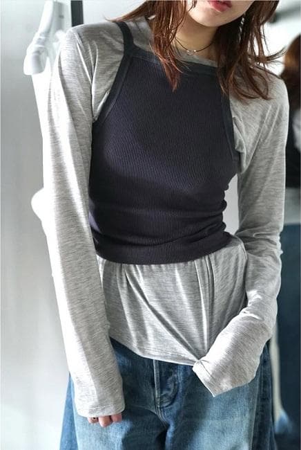 L02085）フミカウチダ EYELET RIB STITCH CAMISOLE