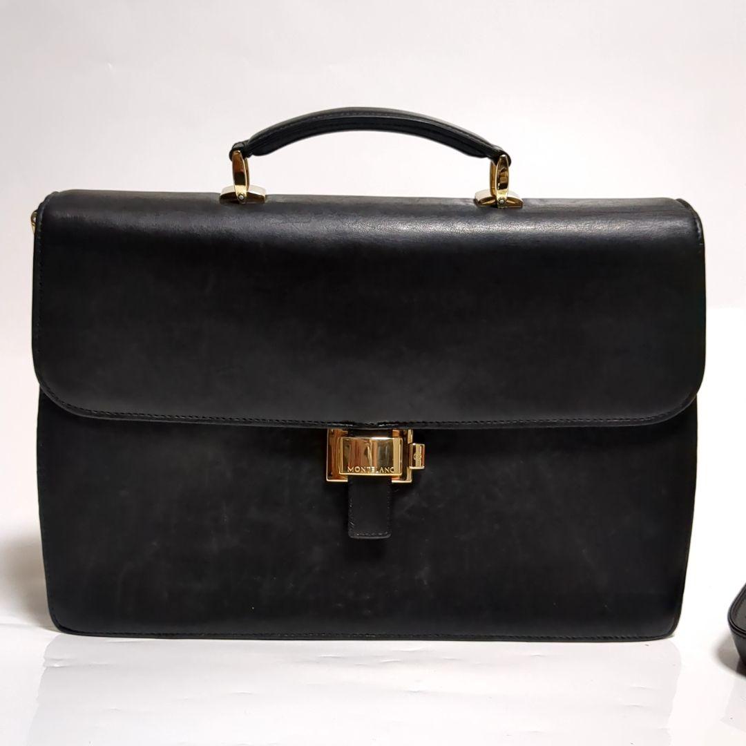✨モンブラン✨ブリーフケース 2way ロゴ レザー ブラック