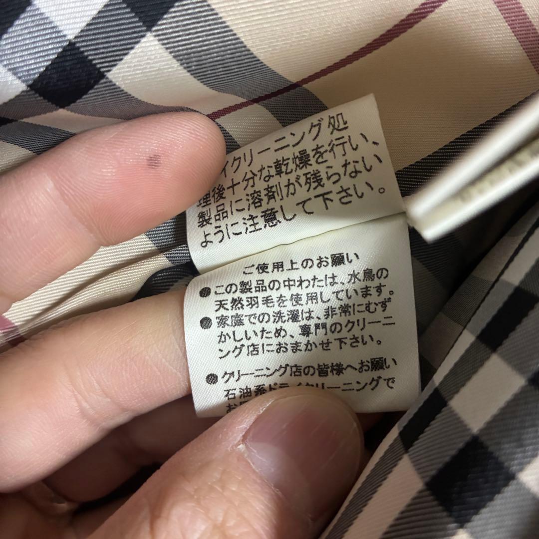 美品　バーバリーロンドン　ロングダウンコート　チェック　ベージュ　ファー付　L位