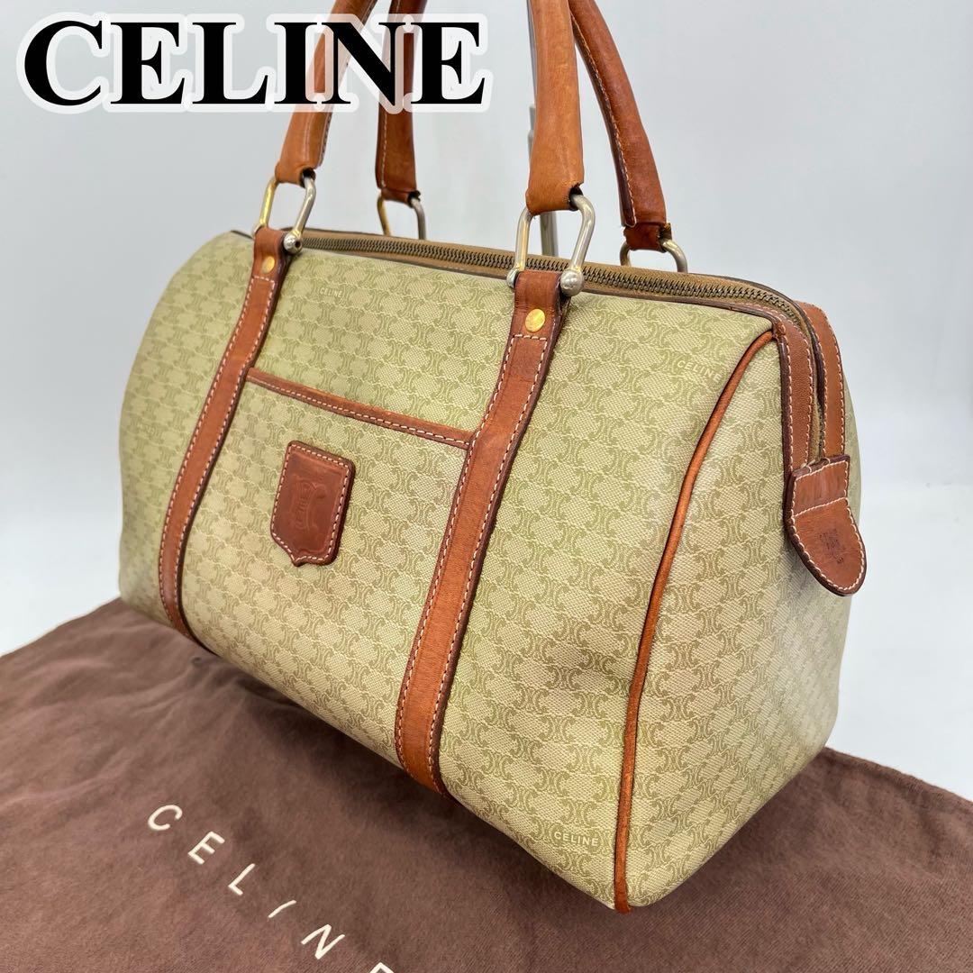 CELINE ハンドバッグ ボストン ホワイトマカダム柄 トリオンフ PVC