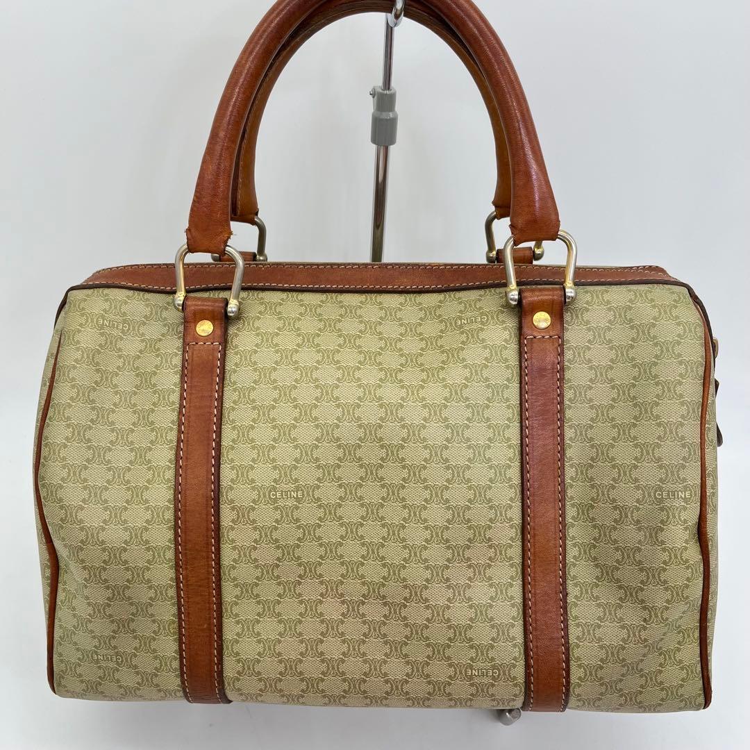 CELINE ハンドバッグ ボストン ホワイトマカダム柄 トリオンフ PVC