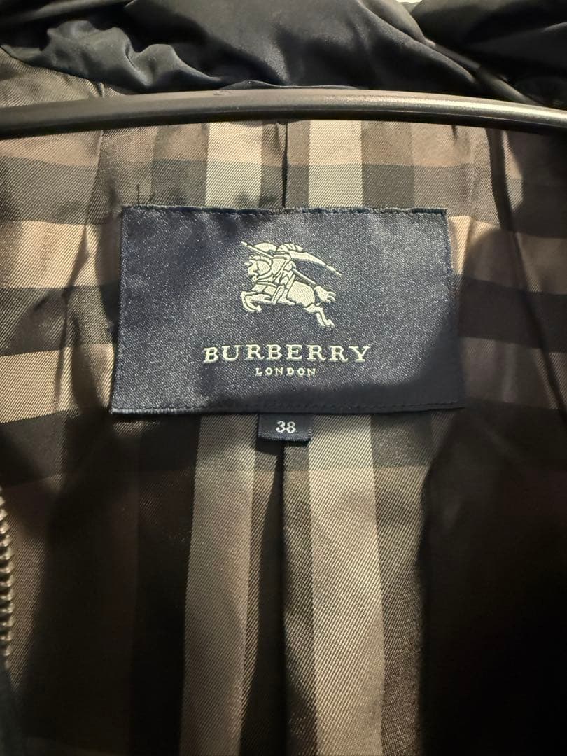 バーバリーダウンコート 38 チェック柄ベルト付き BURBERRY レディース