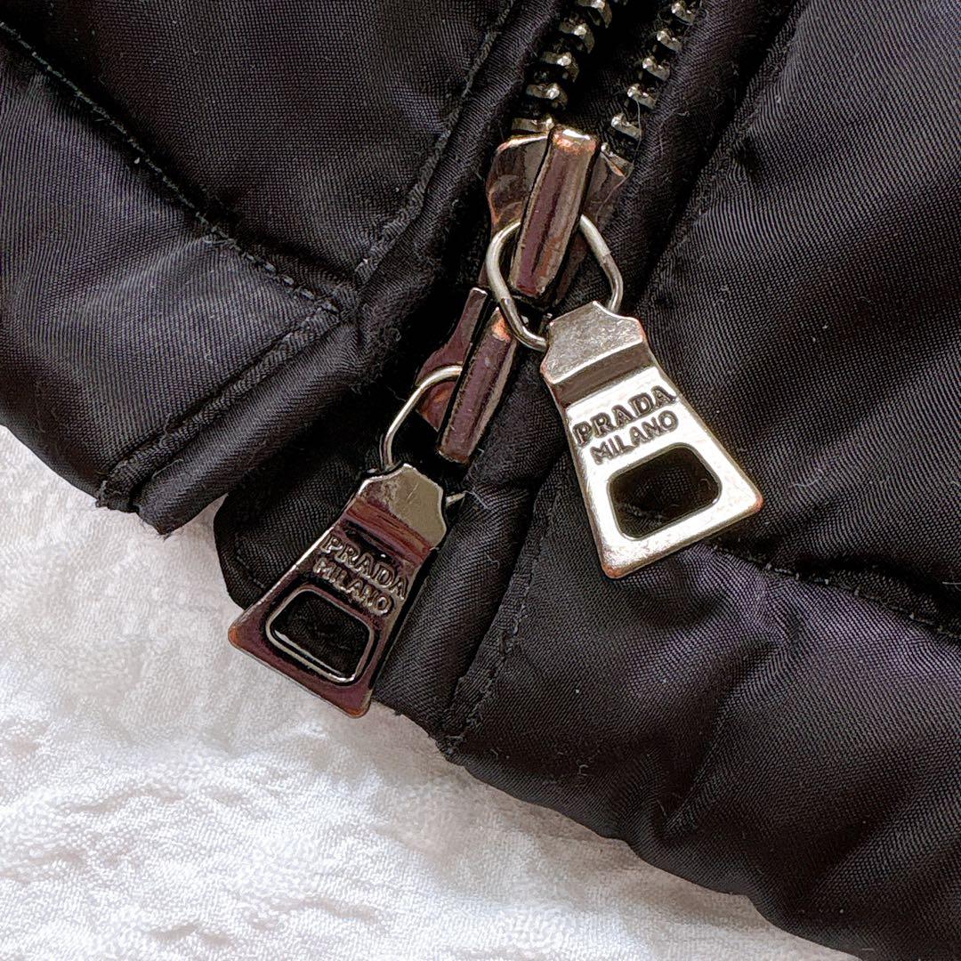 美品✨PRADA高級 ブルーフォックスファー　三角ロゴ　ベルト付き　ダウンコート