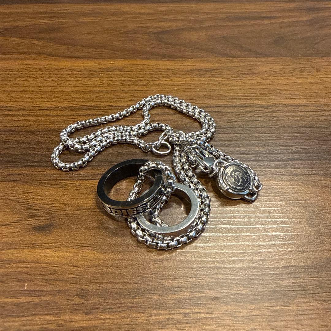 DISEL シルバーネックレス ダブルリング