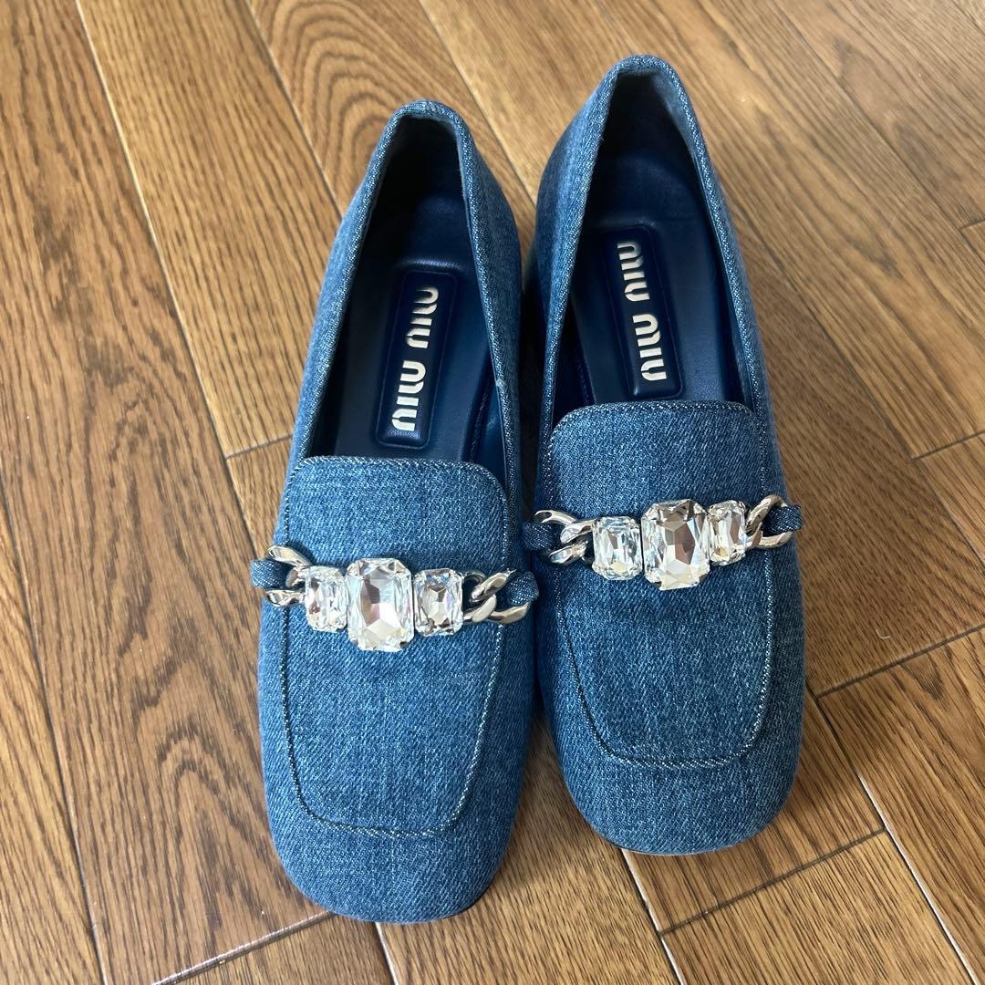 miu miu デニムクリスタルパンプス 36