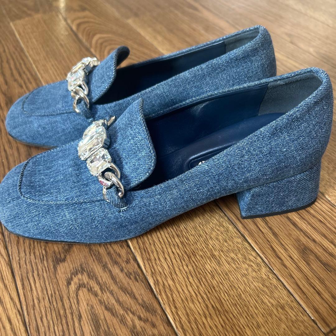 miu miu デニムクリスタルパンプス 36