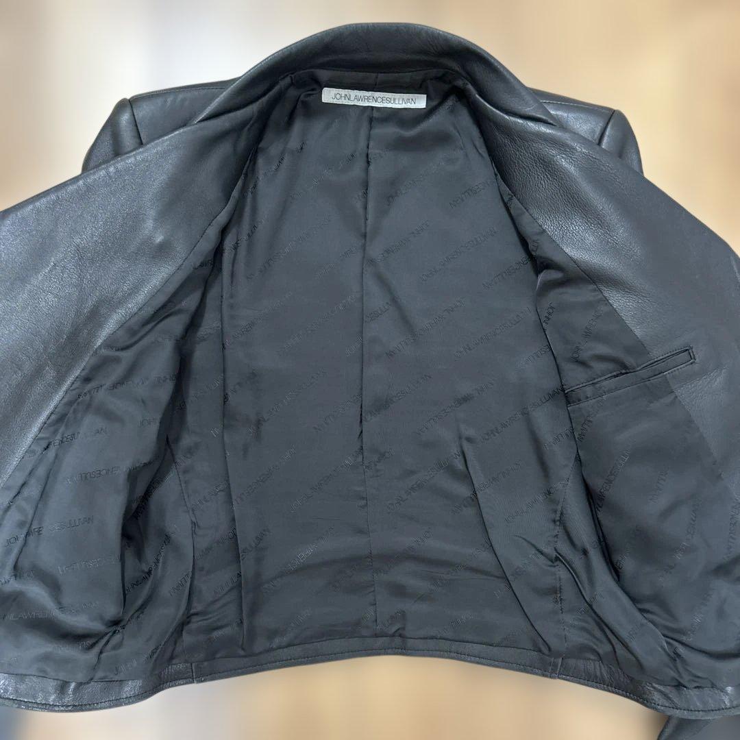 ジョンローレンスサリバン ダブルライダースジャケット ラムレザー 黒 34