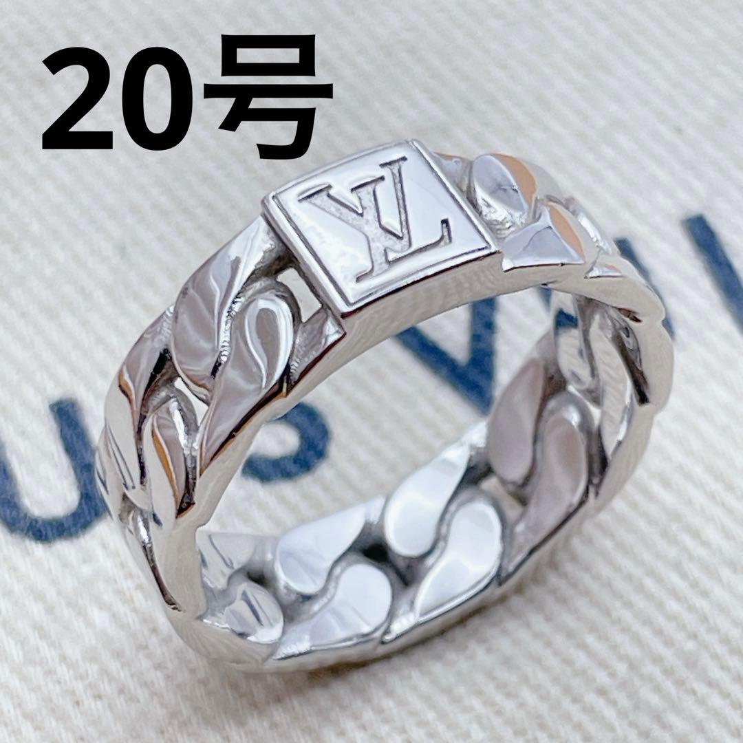 専用LOUIS VUITTON リング　チェーン　モザイク　LV シルバー