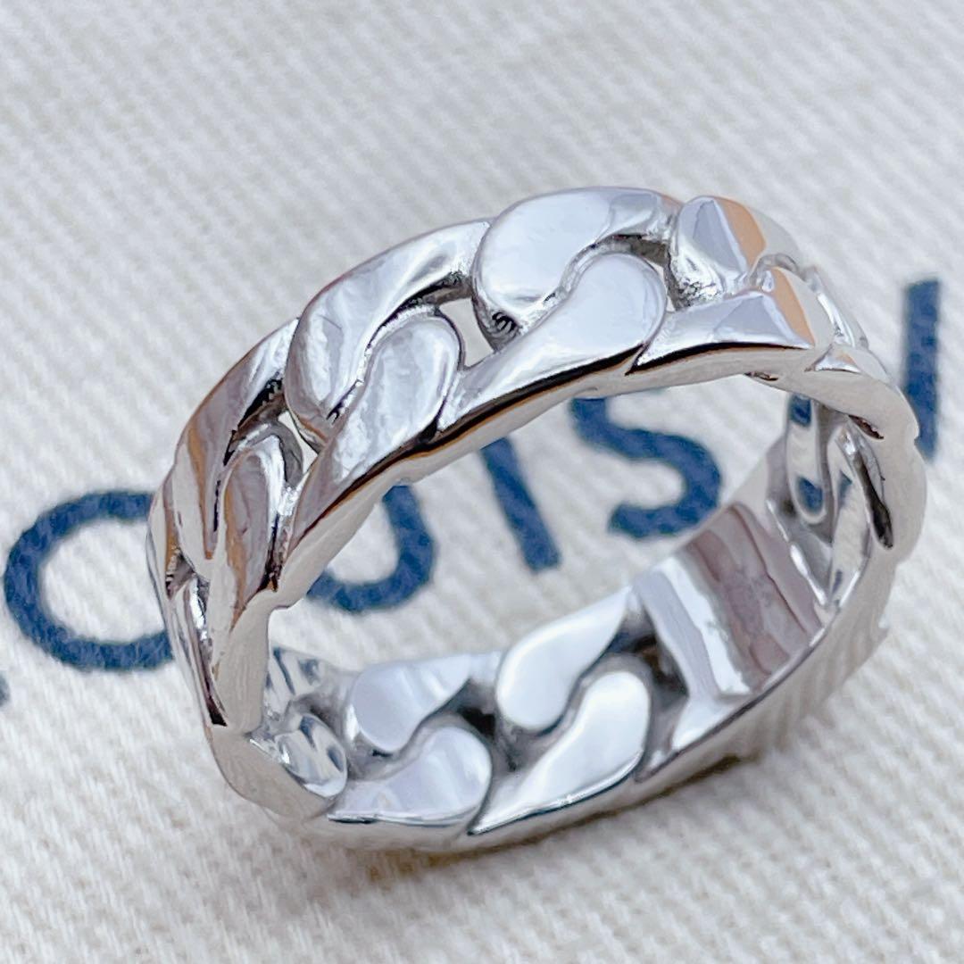 専用LOUIS VUITTON リング　チェーン　モザイク　LV シルバー