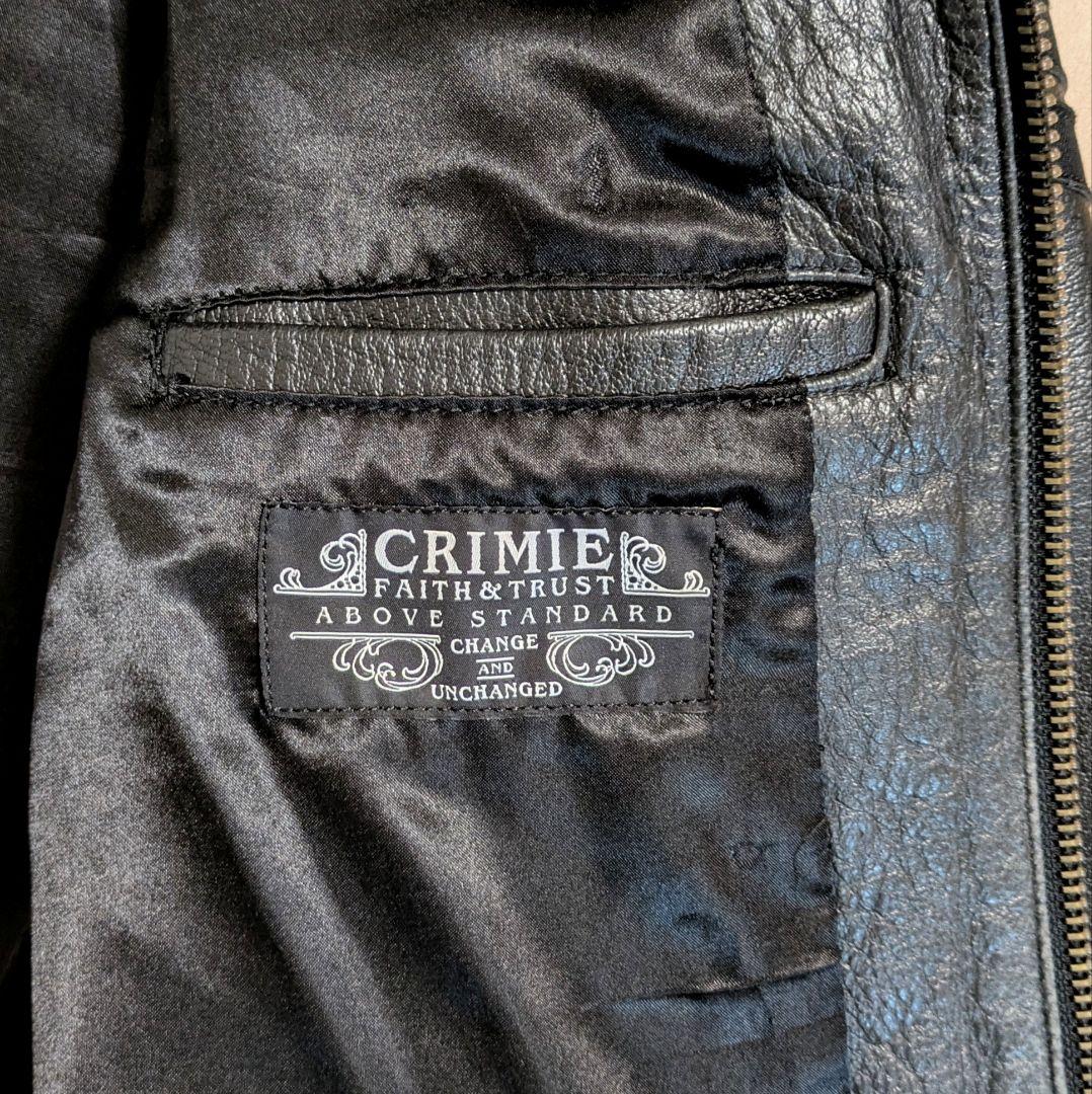 S 良品 THE CRIMIE ライダースジャケット ワッペン ブラック 黒