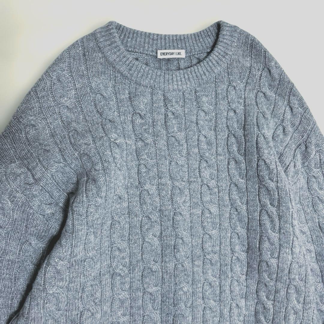 定価3.6万 エブリデイアイライク カシミヤ混 オーバーサイズ ケーブルニット