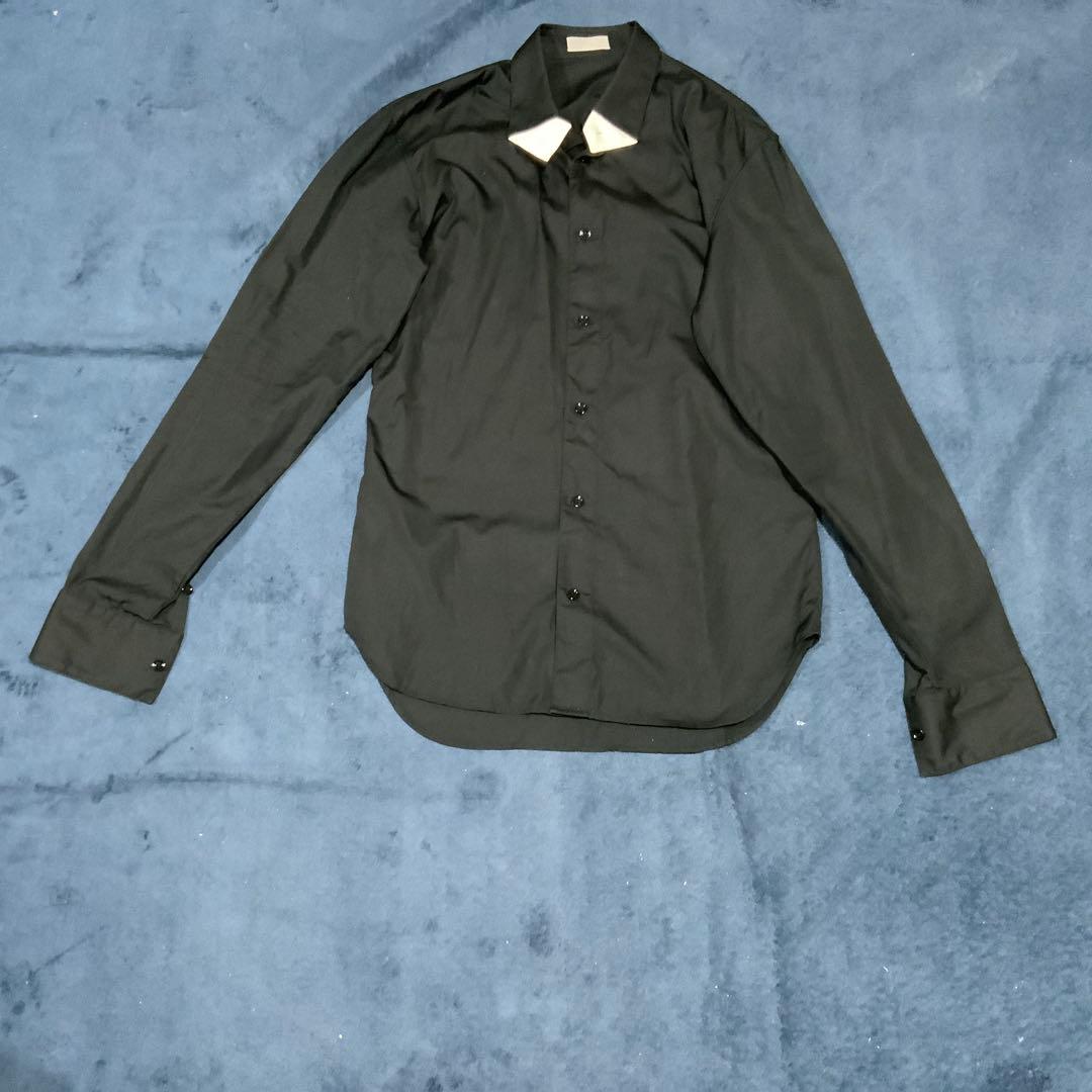 Dior 黒 長袖シャツ　ドレスシャツ　首元白　希少